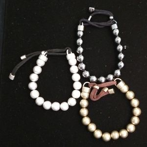 3 Premier Design bracelets gold, silver, metallic